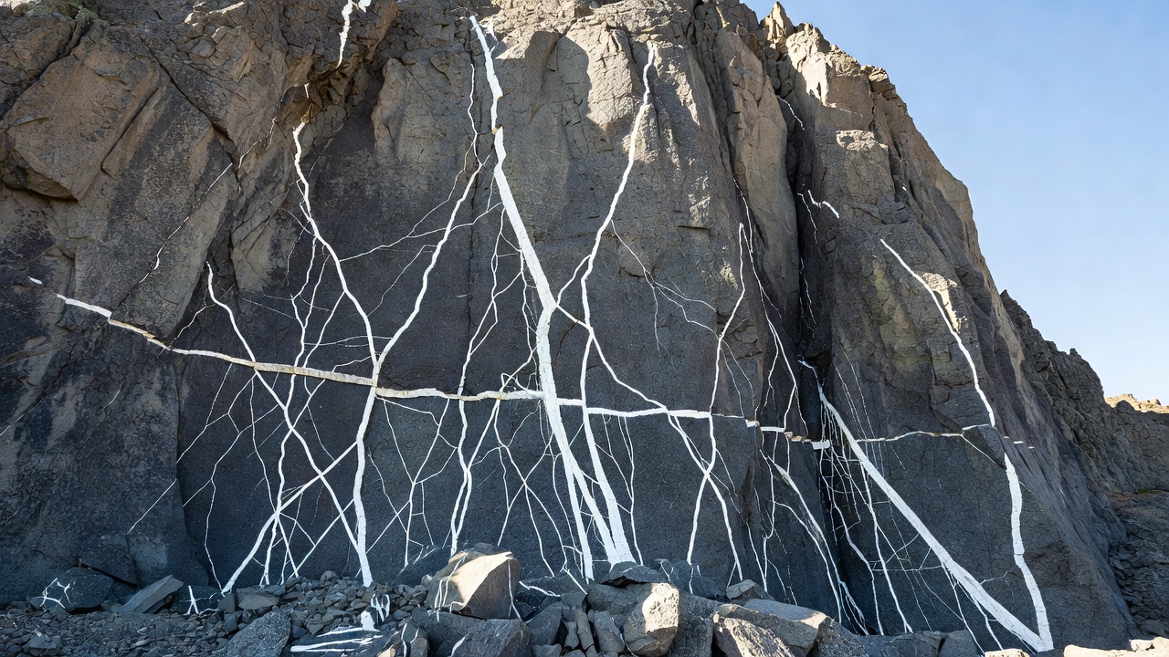 How Mineral Veins in Vertical Rock Faces Reveal Patterns of Ancient Seismic Activity